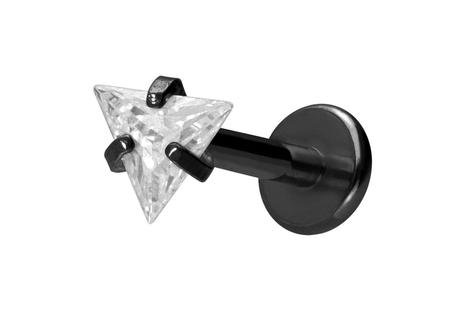 Titan Labret Piercing mit Innengewinde EINGEFASSTES KRISTALLDREIECK